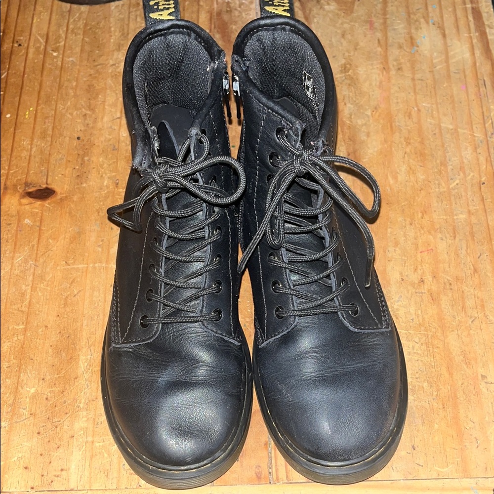 Youth Girls Dr Martens Boots - 1460J - Black Leather - Lace Up & Side Zip - Sz 4